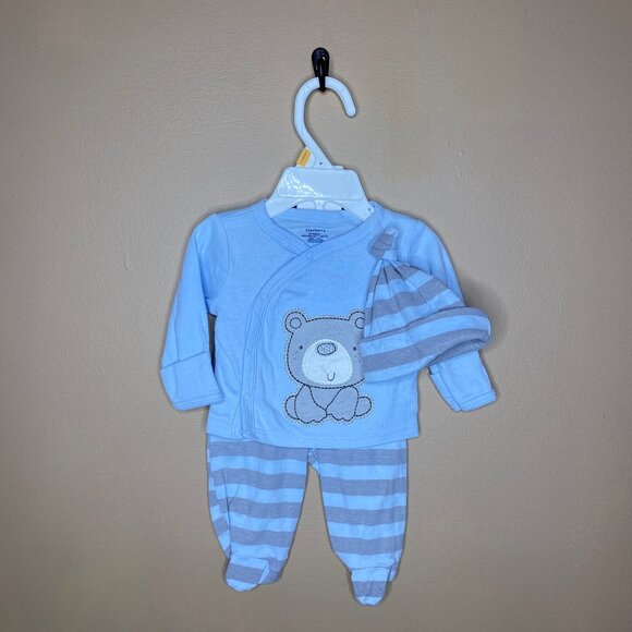 Adorable Baby Boys Newborn 100% Cotton Carter's 3 Outfits - Picture 11 of 16
